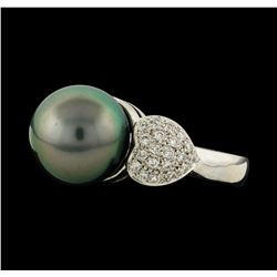 Pearl and Diamond Ring - 14KT White Gold