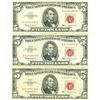 Image 1 : 1963 $5 VG/XF Red Seal Note Lot of 3