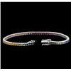 Image 3 : 7.15 ctw Multi Color Sapphire and Diamond Bracelet - 14KT White Gold