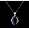 Image 2 : 7.88 ctw Amethyst and Diamond Pendant With Chain - 14KT White Gold