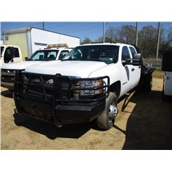 2008 CHEVROLET 3500 FLATBED TRUCK, VIN/SN:1GBJK33618F216632 - CREW CAB, 4X4, V8 DIESEL ENGINE, A/T, 