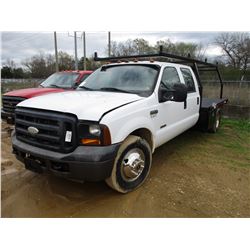 2006 FORD F350 FLATBED TRUCK, VIN/SN:1FDWW36P36EA94462 - CREW CAB, POWER STROKE DIESEL ENGINE, 5 SPE