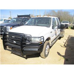 2003 FORD F350 FLATBED, VIN/SN:1FDWW37P73ED23185 - 4X4, CREW CAB, POWER STROKE DIESEL ENGINE, 5 SPEE