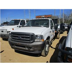 2002 FORD F550 FLATBED, VIN/SN:1FDAF56F92EC58997 - 7.3L FORD DIESEL ENGINE, A/T, 14' FLATBED BODY, L