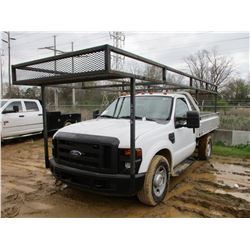 2008 FORD F350 FLATBED TRUCK, VIN/SN:1FDSF34578EA74508 - S/A, V8 GAS ENGINE, A/T, 10' FLATBED BODY, 