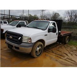 FORD F350 FLATBED TRUCK, - S/A, DUALLY, GAS ENGINE, A/T, ODOMETER READING 147,649 MILES