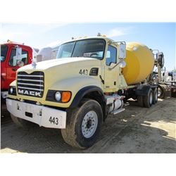 2005 MACK CV513 CONCRETE MIXER, VIN/SN:1M2AG02C65M002225 - T/A, 335 HP MACK AMI DIESEL ENGINE, 8LL T