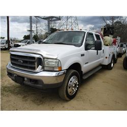 2003 FORD F550 SERVICE TRUCK, VIN/SN:1FDAW57P83EC99470 - S/A, 4X4, CREW CAB, ADKINS SERVICE BODY, IN