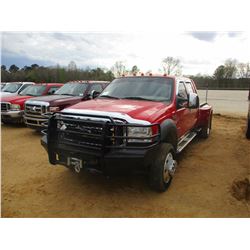 2005 FORD F450 DUALLY FLATBED, VIN/SN:1FDXW47P45EA87902 - POWERSTROKE DIESEL ENGINE, A/T, CREW CAB, 