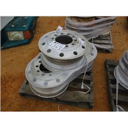 (2) ALUMINUM 24.5 RIMS & (1) 22.5 RIM