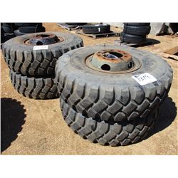 (4) 14.00R20 TIRES AND RIMS