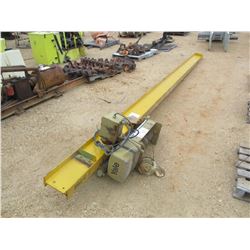 YALE 2 TON TROLLEY CRANE W/20' BEAM, 2 TON CAP
