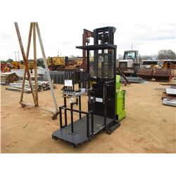 CLARK OP7E ELECTRIC FORKLIFT, VIN/SN:0P70609PM8211 -W/WINDOW ATTACHMENT, METER HOURS 1,402 HOURS