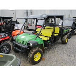 JOHN DEERE GATOR VIN/SN:M0RG0RA071595 4X, QUAD CAB, CANOPY, DUMP BED, METER READING 3,446 HOURS