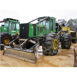 2014 JOHN DEERE 848H SKIDDER, VIN/SN:662754 - GRAPPLE, DUAL ARCH, ECAB W/AIR, 30.5R-32 TIRES, METER 