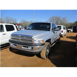 1999 DODGE 2500 PICKUP, VIN/SN:1B7KF2365XJ611262 - 4X4, EXTENED CAB, CUMMINS TURBO DIESEL ENGINE, A/