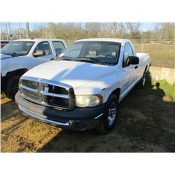 2002 DODGE RAM 1500 PICKUP, VIN/SN:1D7HA16H62J204510 - GAS ENGINE, A/T, ODOMETER READING 76,952 MILE