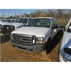2003 FORD F250 PICKUP, VIN/SN:1FDNX20LX3EB68884 - EXT CAB, V8 GAS ENGINE, A/T, ODOMETER READING 194,
