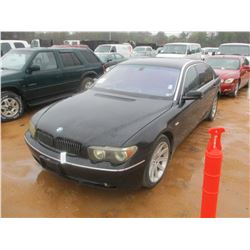 2003 BMW 745LI, VIN/SN:WBAGN63413DR11322 - GAS ENGINE, A/T, MOON ROOF