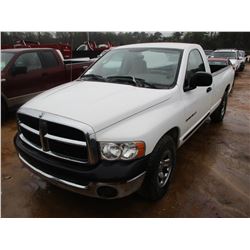 2003 DODGE RAM 1500 PICKUP, VIN/SN:1D7HA16NX3J676260 - GAS ENGINE, A/T,M P/S, A/C, ODOMETER READING 