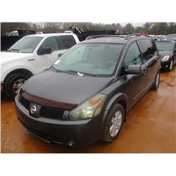 2004 NISSAN QUEST VIN/SN:5N1BV28U64N364134 - V6 GAS ENGINE, A/T