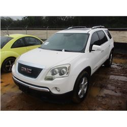 2007 GMC ACADIA SLT VIN/SN:1GKER33747J128286 - GAS ENGINE, A/T, ODOMETER READING 171,485 MILES