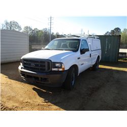 2003 FORD F250 WORK TRUCK, VIN/SN:1FTNF20P73EC27882 - POWER STROKE DIESEL ENGINE, A/T, COVERED REAR 