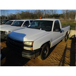 2006 CHEVROLET 1500 PICKUP, VIN/SN:1GCEC14Z86283554 - GAS ENGINE, A/T, ODOMETER READING 272,742 MILE