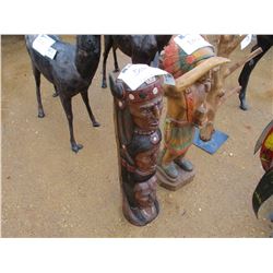 TEAK WOOD TOTEM POLE, 40" TALL