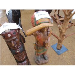 TEAK WOOD INDIAN CHIEF, 40" TALL