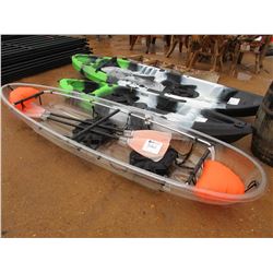 CLEAR KAYAK, 2 PERSON W/ 2 SEAT & PADDLES