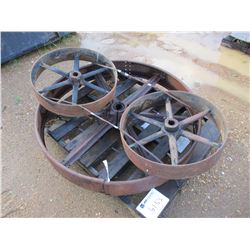 (3) MISC SIZE IRON WHEELS