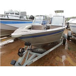 FISHER VIN/SN:BUJ75877J798 16' FIBERGLASS BOAT, YAMAHA FOUR STROKE OUTBOARD MOTOR, GALV S/A TAILER (