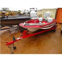 SPRINT 255 FIBERGLASS BASS BOAT, VIN/SN:FIW17118B595 - JOHNSON 50 HP OUTBOARD, MOTOR GUIDE TROLLY MO