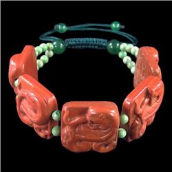 Natural Hand Carved Red Malachite Snake Bracelet
