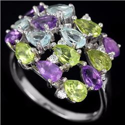 Natural Multi Gemstone Ring