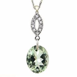 Natural Green Tea Amethyst Diamond 3.91ct Gold Pendant