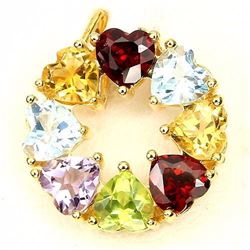 Natural Multi Gem Hearts Pendant