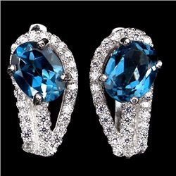 Natural London Blue Topaz Earrings