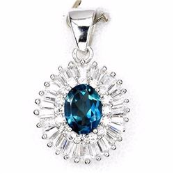 Natural London Blue Topaz Pendant