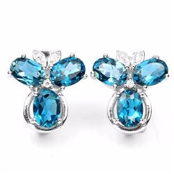 Natural London Blue Topaz Earrings