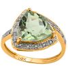 Image 1 : Natural Green Amethyst & Diamond Solid Gold Ring