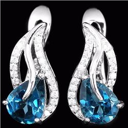 Natural London Blue Topaz Earring