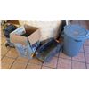 Image 1 : Shop Vac with Attachments, Rubbermaid Utility Bin Mobile Base (w/Wheels), Round Plastic Utlity Bin