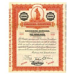 Cerveceria Cuauhtemoc 1927 Specimen Bond