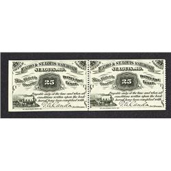 Cairo & St. Louis Railroad, 1877 Obsolete Scrip Note Pair.