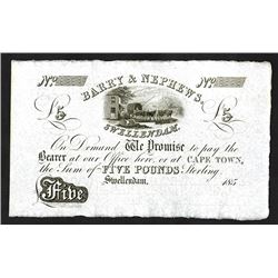 Barry & Nephews, Swellendam 1850's Unissued Private Banknote.