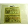 Image 1 : Two (2) Series 481 U.S. Military Payment Certificates, Both One Money, Five Cents and Ten Cents