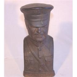 Brass figural bust still bank of Gen. Pershing