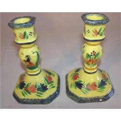 Pair of Quimper candlesticks